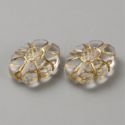 Transparent Acrylic Golden Metal Enlaced Beads OACR-WH0028-31G-1