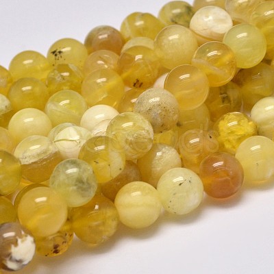 Natural Yellow Opal Round Bead Strands G-M296-02-8mm-1