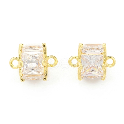 Brass Clear Glass Connector Charms KK-P228-76G-1