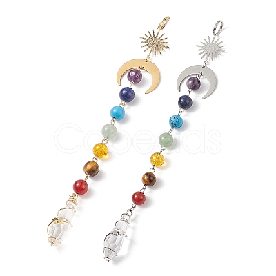 7 Chakra Gemstone Beaded Pendant Decorations HJEW-JM00797-1