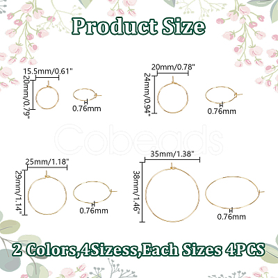 32Pcs 4 Sizes 2 Colors 316 Surgical Stainless Steel Wine Glass Charms Rings STAS-LP0001-02-1