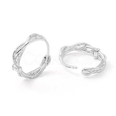 Anti-Tarnish Twisted Rhodium Plated 925 Sterling Silver Small Huggie Hoop Earrings EJEW-I260-37P-1
