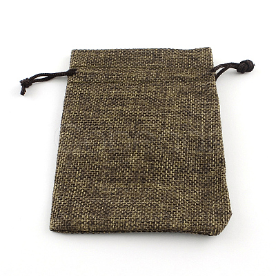 Polyester Imitation Burlap Packing Pouches Drawstring Bags X-ABAG-R005-9x12-05-1