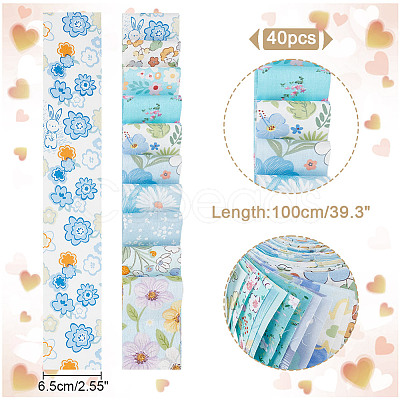 Flower Pattern Cotton Fabrics DIY-WH0588-11B-1