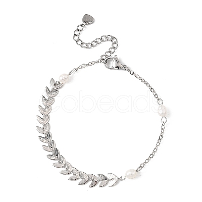 Natural Cultured Freshwater Pearl Beads Link Bracelets BJEW-JB12857-02-1
