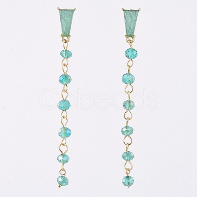 Electroplate Glass Dangle Stud Earrings EJEW-JE04017-02-1