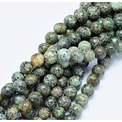 Natural African Turquoise(Jasper) Beads Strands G-D840-90-10mm-1