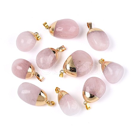 Natural Rose Quartz Pendants G-N360-05G-02-1