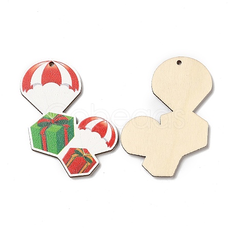 Single Face Christmas Printed Wood Big Pendants WOOD-D025-14-1