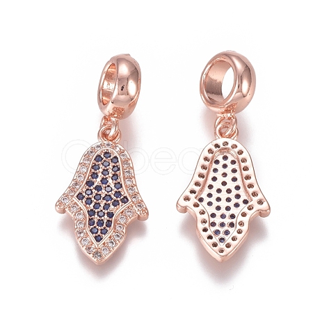 Brass Micro Pave Cubic Zirconia European Dangle Charms ZIRC-I036-01RG-1