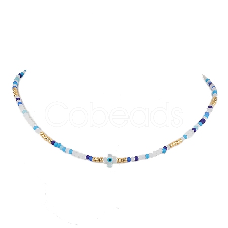 Glass Beaded Necklaces NJEW-JN04896-01-1