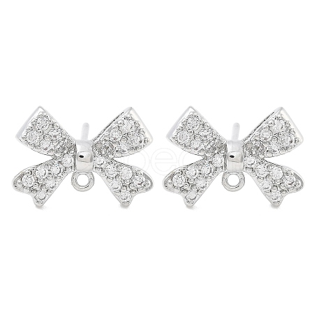 Brass Clear Cubic Zirconia Stud Earring Findings KK-A238-02A-P-1