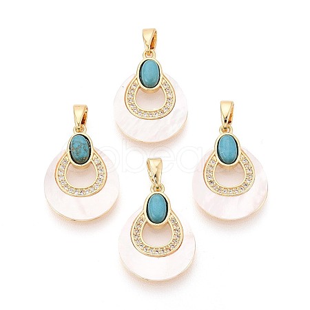 Synthetic Turquoise with White Shell Pendants KK-N287-11G-01-1