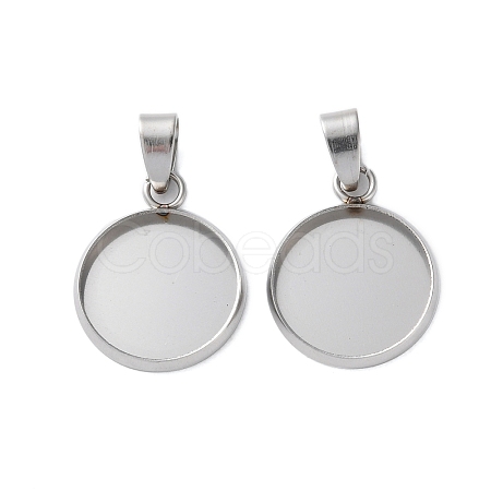 304 Stainless Steel Pendant Cabochon Settings STAS-L282-010P-05-1