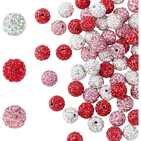 HOBBIESAY 90Pcs 3 Colors Polymer Clay Rhinestone Beads RB-HY0001-02-1