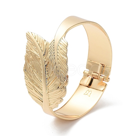 Leaf Alloy Cuff Bangles BJEW-C058-06G-1