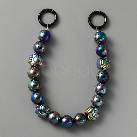 Rainbow Plated Opaque Acrylic Round & Paw Print Bead Chain Bag Straps PURS-WH0001-50E-1