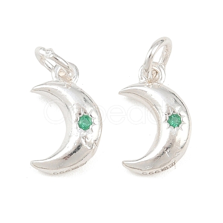 925 Sterling Silver Pave Green Cubic Zirconia Charms STER-A049-08E-S-1