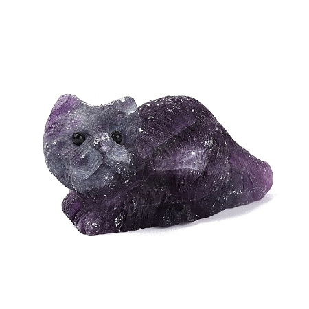 Natural Fluorite Carved Cat Figurine G-Q615-04C-1