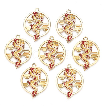 Rack Plating Alloy Enamel Pendants ENAM-N055-079-1