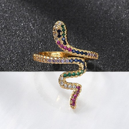 Brass Micro Pave Cubic Zirconia Cuff Rings X-RJEW-S044-049-1