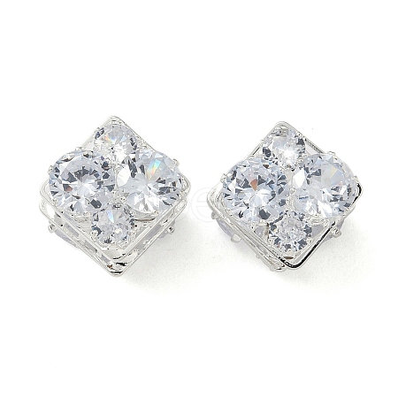 Brass Micro Pave Cubic Zirconia Beads KK-S336-07S-C-1