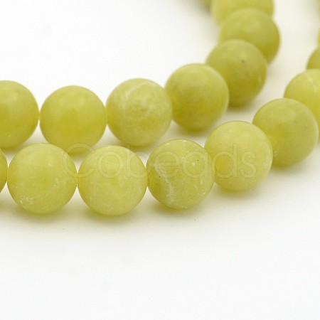 Natural Olive Jade Round Bead Strands G-P070-34-8mm-1