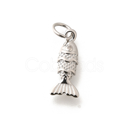 Rack Plating Natural Gemstone Fish Charms KK-L225-013P-1