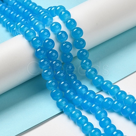 Baking Paint Imitation Jade Glass Round Bead Strands X1-DGLA-Q021-8mm-13-1