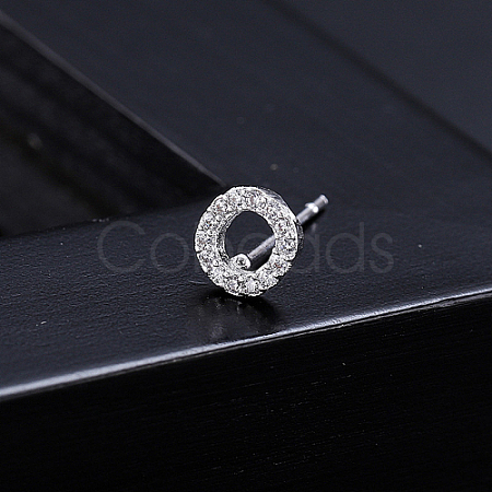 Platinum Brass Micro Pave Cubic Zirconia Stud Earrings XI6969-15-1