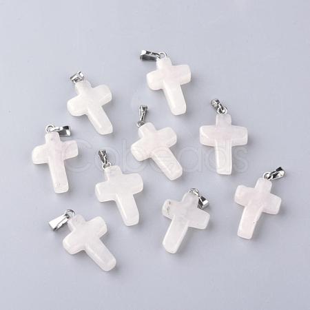 Natural Rose Quartz Pendants G-J354-09-1