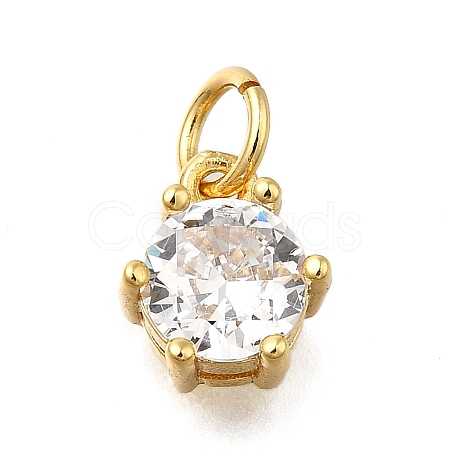 Brass Pave Cubic Zirconia Pendants X-KK-V002-23G-01-1