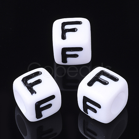 Acrylic Horizontal Hole Letter Beads X-PL37C9129-F-1