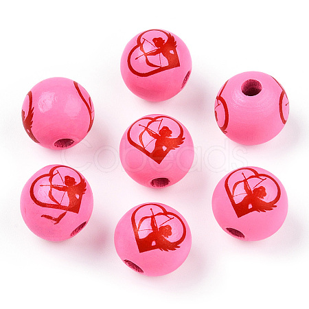 Spray Painted Wood Beads WOOD-N015-01-05-1