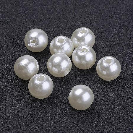 Creamy White Round Chunky Imitation Loose Acrylic Pearl Beads X-PACR-8D-12-1