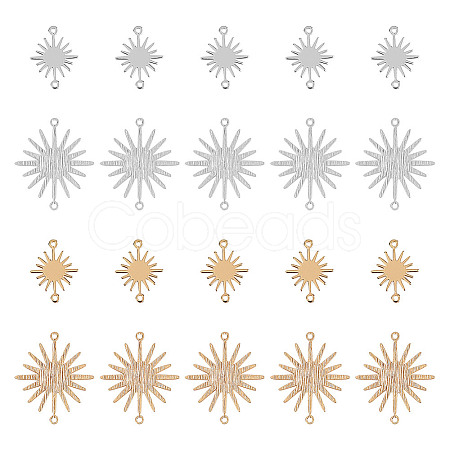 32Pcs 4 Styles Brass Solar Eclipse Links Connectors KK-DR0001-10-1