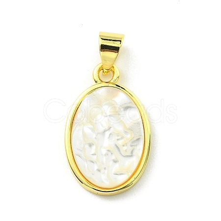 Rack Plating Brass Pave Natural Shell Pendants KK-A204-01A-03G-1