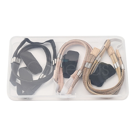 3 Pairs 3 Colors Elastic Imitation Leather Shoelace Bands FIND-DR0001-15A-1