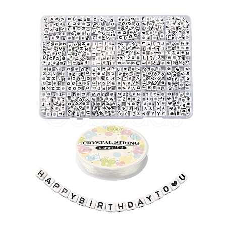 Opaque Acrylic Horizontal Hole Letter Beads SACR-YW0001-44-1