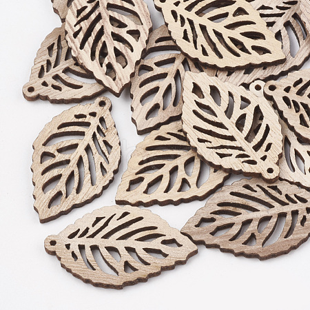 Undyed Wood Pendants X-WOOD-T008-38-1
