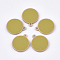 CCB Plastic Pendants, with Enamel, Flat Round, Dark Khaki, 26x22x4mm, Hole: 2mm