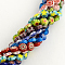 Handmade Millefiori Glass Bead Strands, Flat Round, Mixed Color, 10x4mm, Hole: 1.2mm, about 40pcs/strand, 14.9 inch