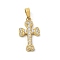 Ion Plating(IP) 304 Stainless Steel Micro Pave Cubic Zirconia Pendants, Cross Charms, Golden, 17x10x2mm, Hole: 4x2.5mm