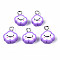 Handmade Polymer Clay Charms, with Platinum Plated Iron Loop, Cloud with Smile, Blue Violet, 11~14x9~11.5x4mm, Hole: 1.8mm