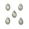 Natural Green Strawberry Quartz Pendants, Oval Charms with Golden Brass Edge, 22x13x3~5.5mm, Hole: 1.8mm