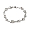 Brass Link Chain Bracelets, Colorful Cubic Zirconia Tennis Bracelet, Platinum, 7-5/8 inch(19.4cm)