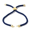 Cotton Cord Bracelet Making, with Brass Findings, Flat Round with Tree of Life, Real 18K Gold Plated, Medium Blue, 8-5/8 inch(22cm), Hole: 2mm