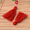 Cotton Thread Tassels Pendant Decorations, Coral, 25~31x5mm, about 39~47pcs/bag