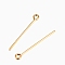 304 Stainless Steel Eye Pins, Real 18K Gold Plated, 20 Gauge, 25x0.8mm, Hole: 2mm