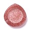 Natural Rose Quartz Ashtray, with Resin, Home OFFice Tabletop Decoration, Teardrop, 101x99x21mm, Inner Diameter: 71x70mm